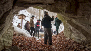 Winter tree trunk cave tour to the Miocene prehistoric world beyond borders